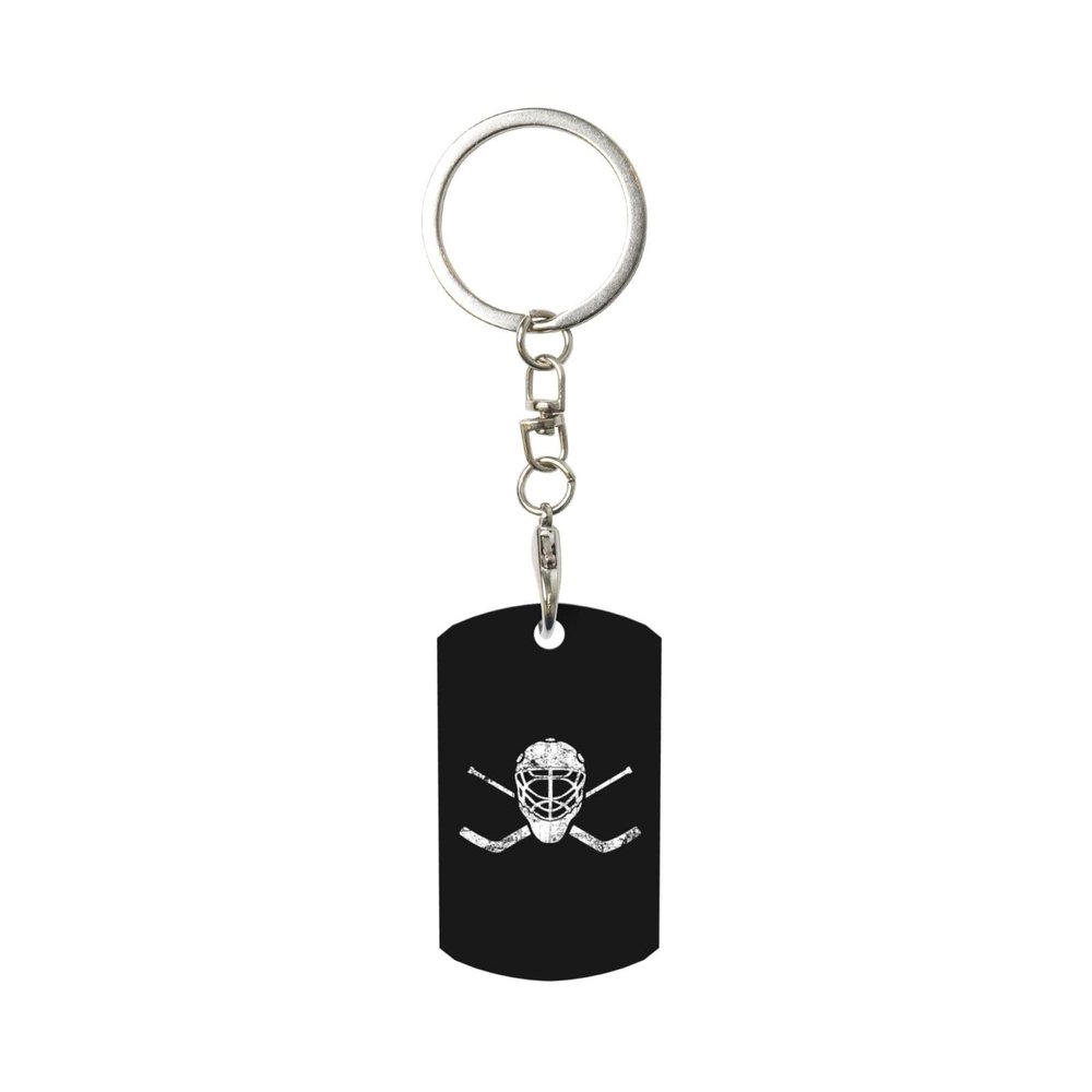 Wxenaiedk Crossed Goalie Sticks Hockey Keychain For Rectangle Carabiner With Keyring Clips For Car Keys