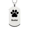 DARIN GIFT Buster Paw Print Name Silver Dog Tag - Loss of Pet Remembrance ID Plate Dog Cat Pet Paw Pet Lover Memorial Gifts for Men Women, Engraved Chain Necklace view 1