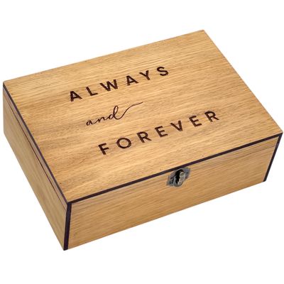 InsideDecor.Shop Personalized Memory Wooden Keepsake Stash Valentines Lock Box Wedding gift for Him, Her, Gift for Boyfriend, Girlfriend, Couples, Women, Men (S, Oak)