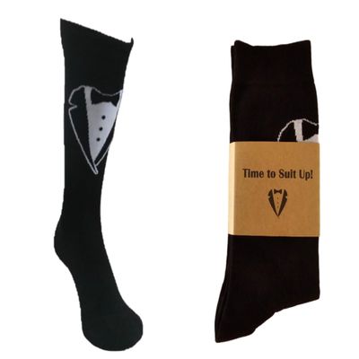 Eco Treasures Market Groomsmen Socks - Usher Gift, Proposal Box, Best Man Gift, Funny Tuxedo Novelty Socks, Premium Bamboo, Large