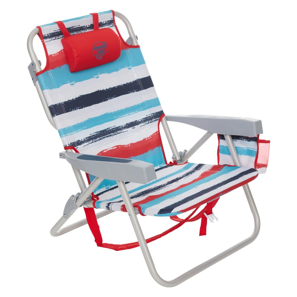 Banana Boat Folding Beach Chair Lightweight Backpack Chairs for Adults 5-Position with Lay Flat Outdoor Heavy Duty Beach Chair, Red (1 PK)