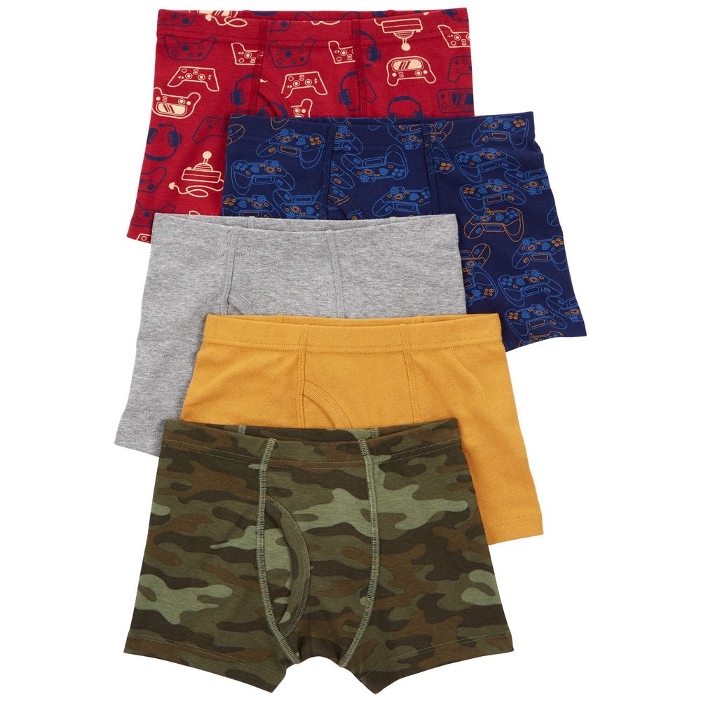 Carter's Boy's 5-Pack Cotton Boxer Briefs (Camo/Gamer, 10-12 Years)