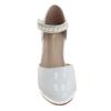 Josmo Girls Buckle Slip on Sandal Heeled, White Patent, 1 Big Kid view 2