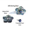 .925 Sterling Silver Abalone and Freshwater Pearl Earrings view 3