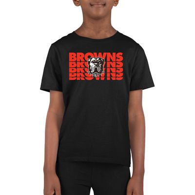 Cleveland Browns NFL Youth Repeating Logo Football T-Shirt - Black