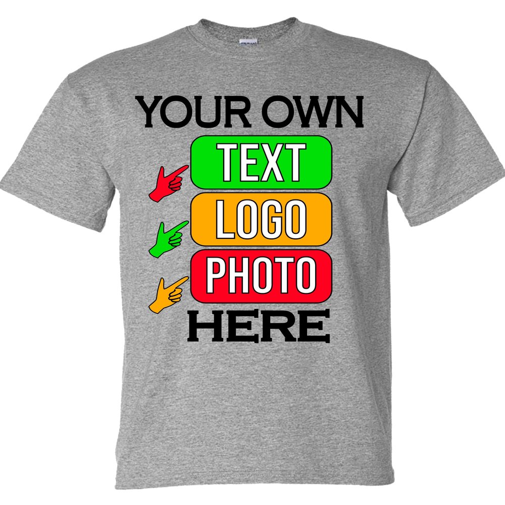 Custom T-Shirts for Men and Women Design Your Own Personalized Shirt with Text Image Logo Customizable Front and Back Print Soft Cotton Tee
