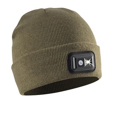 POWERCAP LED Hat Light 150 Lumens Rechargeable Fleece Beanie with Bright Built-in Headlamp Waterproof LED Warm One Size Cap (US, Alpha, One Size, Knit Olive Green)