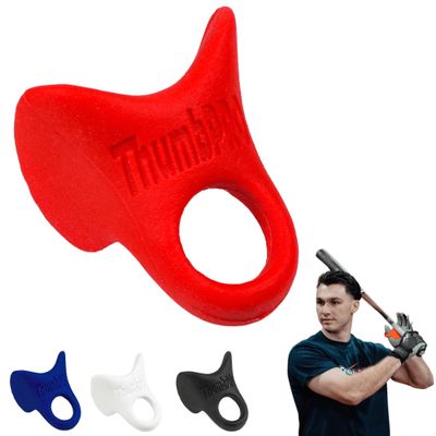 ThumbPRO Baseball Thumb Guard - Batting Aid & Grip Enhancer - Reduces Sting, Improves Swing - for Baseball & Softball - All Levels, Left/Right Hand - 3 Sizes (Rally Red, Large)