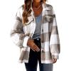 2024,Cyber Mon 2024,Women'S Flannel Plaid Shacket Long Sleeve Button Down Shirts Jacket Coats Fall Clothes For Women 2024,B-Khaki,5X-Large