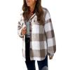 2024,Cyber Mon 2024,Women'S Flannel Plaid Shacket Long Sleeve Button Down Shirts Jacket Coats Fall Clothes For Women 2024,B-Khaki,5X-Large view 2