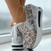 Fashion Sneakers for Women 2024 Floral Embroidery Breathable Sheer Mesh Sneakers,Fashion Platform Shoes Hidden Wedge Heel High Top Sparkly Sneakers Dressy,Comfort Work Shoes view 2