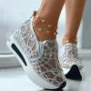 Fashion Sneakers for Women 2024 Floral Embroidery Breathable Sheer Mesh Sneakers,Fashion Platform Shoes Hidden Wedge Heel High Top Sparkly Sneakers Dressy,Comfort Work Shoes view 3