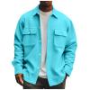 Casual Button Up Corduroy Jackets Long Sleeve Fashion Stylish Lightweight Shirt Jacket (3XL, Cyan) view 1