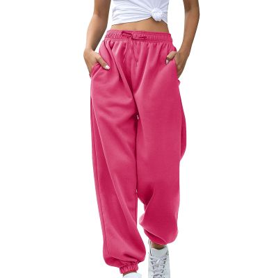 Placed Recently by Me, The Clearance,2024 Cinch Bottom Sweatpants Women Casual High Waisted Pockets Joggers Sport Workout Active Baggy Lounge Trousers,4-Hot Pink,Medium
