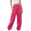 Placed Recently by Me, The Clearance,2024 Cinch Bottom Sweatpants Women Casual High Waisted Pockets Joggers Sport Workout Active Baggy Lounge Trousers,4-Hot Pink,Medium view 2