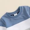 Thorn Tree Toddler Baby Boys Fall Winter Pants Outfits Contrast Color Clothes Long Sleeve Sweatshirt Pullover Jogger Pants (Blue Pants Set,2-3 Years) view 3