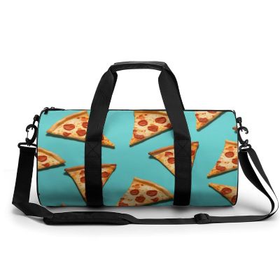 Gym Bag Green Pizza Slices Duffel Bag for Men Women Overnight Bag with Shoe Compartment Workout Bags
