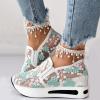 Fashion Sneakers for Women 2024 Floral Embroidery Breathable Sheer Mesh Sneakers,Fashion Platform Shoes Hidden Wedge Heel High Top Sparkly Sneakers Dressy,Comfort Work Shoes view 2