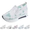 Fashion Sneakers for Women 2024 Floral Embroidery Breathable Sheer Mesh Sneakers,Fashion Platform Shoes Hidden Wedge Heel High Top Sparkly Sneakers Dressy,Comfort Work Shoes view 3