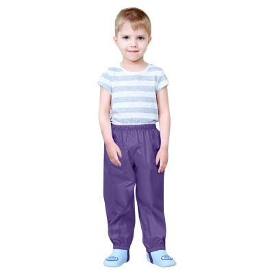 Kids Splash Rain Pants for Boys Girls Windproof Breathable Cozy-Dry Mud Elastic Trousers Reflective (Purple, 1-2 Years)