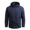 Jackets For Men Fashion, Water Resistant Front Zip Jacket Hooded Lightweight Windbreaker Waterproof Jackets Casual Sportswear (3XL, Dark Blue) view 2