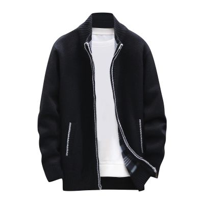 Men Jackets, Casual Sweaters Cardigan Knitted Long Sleeve Jacket Full Zip Fleece Winter Coat Work Dress (XL, Black)