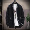 Men Jackets, Casual Sweaters Cardigan Knitted Long Sleeve Jacket Full Zip Fleece Winter Coat Work Dress (XL, Black) view 2