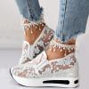 Fashion Sneakers for Women 2024 Floral Embroidery Breathable Sheer Mesh Sneakers,Fashion Platform Shoes Hidden Wedge Heel High Top Sparkly Sneakers Dressy,Comfort Work Shoes view 2