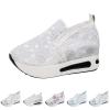 Fashion Sneakers for Women 2024 Floral Embroidery Breathable Sheer Mesh Sneakers,Fashion Platform Shoes Hidden Wedge Heel High Top Sparkly Sneakers Dressy,Comfort Work Shoes view 3
