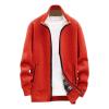 Casual Men's Knitted Long Sleeve Cardigan Sweater - Full Zip Fleece Winter Warm Coat - Work Dress Jacket (4XL, Orange) view 1