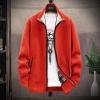 Casual Men's Knitted Long Sleeve Cardigan Sweater - Full Zip Fleece Winter Warm Coat - Work Dress Jacket (4XL, Orange) view 2
