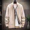 Men Jackets, Casual Sweaters Cardigan Knitted Long Sleeve Jacket Full Zip Fleece Winter Warm Coat Outdoor Work Dress (4XL, Beige) view 2