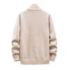 Men Jackets, Casual Sweaters Cardigan Knitted Long Sleeve Jacket Full Zip Fleece Winter Warm Coat Outdoor Work Dress (4XL, Beige) view 4