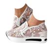 Fashion Sneakers for Women 2024 Floral Embroidery Breathable Sheer Mesh Sneakers,Fashion Platform Shoes Hidden Wedge Heel High Top Sparkly Sneakers Dressy,Comfort Work Shoes view 1