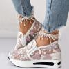 Fashion Sneakers for Women 2024 Floral Embroidery Breathable Sheer Mesh Sneakers,Fashion Platform Shoes Hidden Wedge Heel High Top Sparkly Sneakers Dressy,Comfort Work Shoes view 2