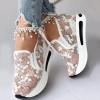Fashion Sneakers for Women 2024 Floral Embroidery Breathable Sheer Mesh Sneakers,Fashion Platform Shoes Hidden Wedge Heel High Top Sparkly Sneakers Dressy,Comfort Work Shoes view 3