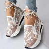 Fashion Sneakers for Women 2024 Floral Embroidery Breathable Sheer Mesh Sneakers,Fashion Platform Shoes Hidden Wedge Heel High Top Sparkly Sneakers Dressy,Comfort Work Shoes view 4