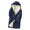 hlysgo Womens Winter Warm Jean Jacket Sherpa Lined Hooded Denim Coats Long Thicken Outerwear Button Up Coats with Pockets view 3
