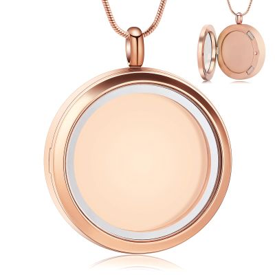 AIWENXI Glass Photo Frame Urns Necklaces Circular Cremation Jewelry for Ashes Stainless Steel Memorial Keepsakes Human Ashes Pendant for Men Women