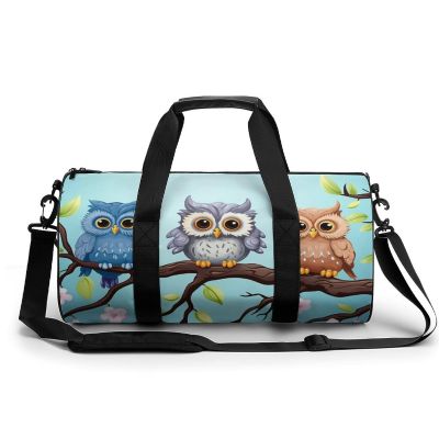 Gym Bag Owls On A Branch Duffel Bag for Men Women Overnight Bag with Shoe Compartment Workout Bags