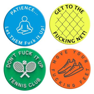 Tennis Damper, Tennis Racket Dampeners 4Pcs Inspiring Slogan Funny Silicone Tennis Damper Round Portable Tennis Shock Absorber for Racket Tennis, Tennis Vibration Dampener