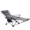 Camping Cots for Adults Metal Folding Bed, Outdoor Portable Folding Recliner, 4 Speed Adjustable Backrest, Removable Headrest and Footrest, Load Capacity 120kg.(Black) view 1