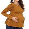 Women's Long Sleeve Maternity Tunic Blouse - Casual Pregnancy Tee in Yellow view 4