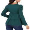 Stylish Women's Long Sleeve Maternity Tunic Blouse - Casual Pregnancy Tee Tops in Green view 2