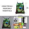 YYHWHJDE Peacock Feathers Printed Drawstring zipper Backpack Suitable for outdoor leisure hiking 15.3 X 18in (L X H) view 4