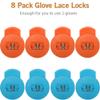 AliBall Glove Locks Baseball, Glove Lace Locks 8 Pack, Never Need Thying Knots Again, Fits All Baseball and Softball Gloves (Orange-Sky Blue) view 4
