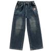 SHHYJUN Girls Small Heart Printed Baggy Wide Leg Jeans Elastic Waist Casual Washed Denim Pants Age(Wide Leg 9,10-11 Years) view 2