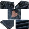 SHHYJUN Girls Small Heart Printed Baggy Wide Leg Jeans Elastic Waist Casual Washed Denim Pants Age(Wide Leg 9,10-11 Years) view 3