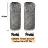 HKSICHENGKEJI Viking Faux Fur Leg Warmers Leather Wraps Medieval Furry Boot Covers Halloween Warrior Costume Accessory Women view 3