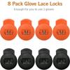 AliBall Glove Locks Baseball, Glove Lace Locks 8 Pack, Never Need Thying Knots Again, Fits All Baseball and Softball Gloves (Orange-Black) view 4
